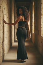Vintage Washed Drawstring Maxi Skirt
