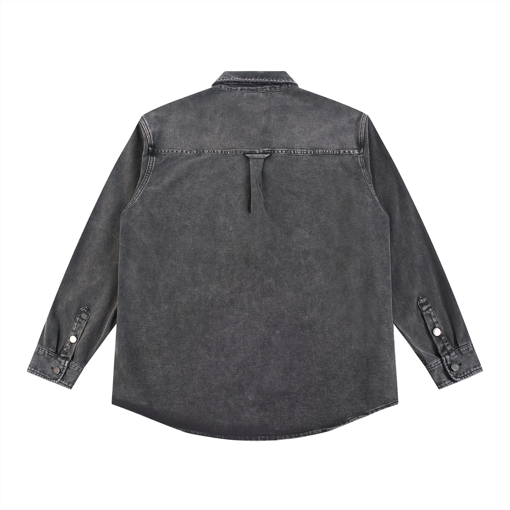 Unisex Vintage Washed Denim Shirt Jacket • 100% Cotton