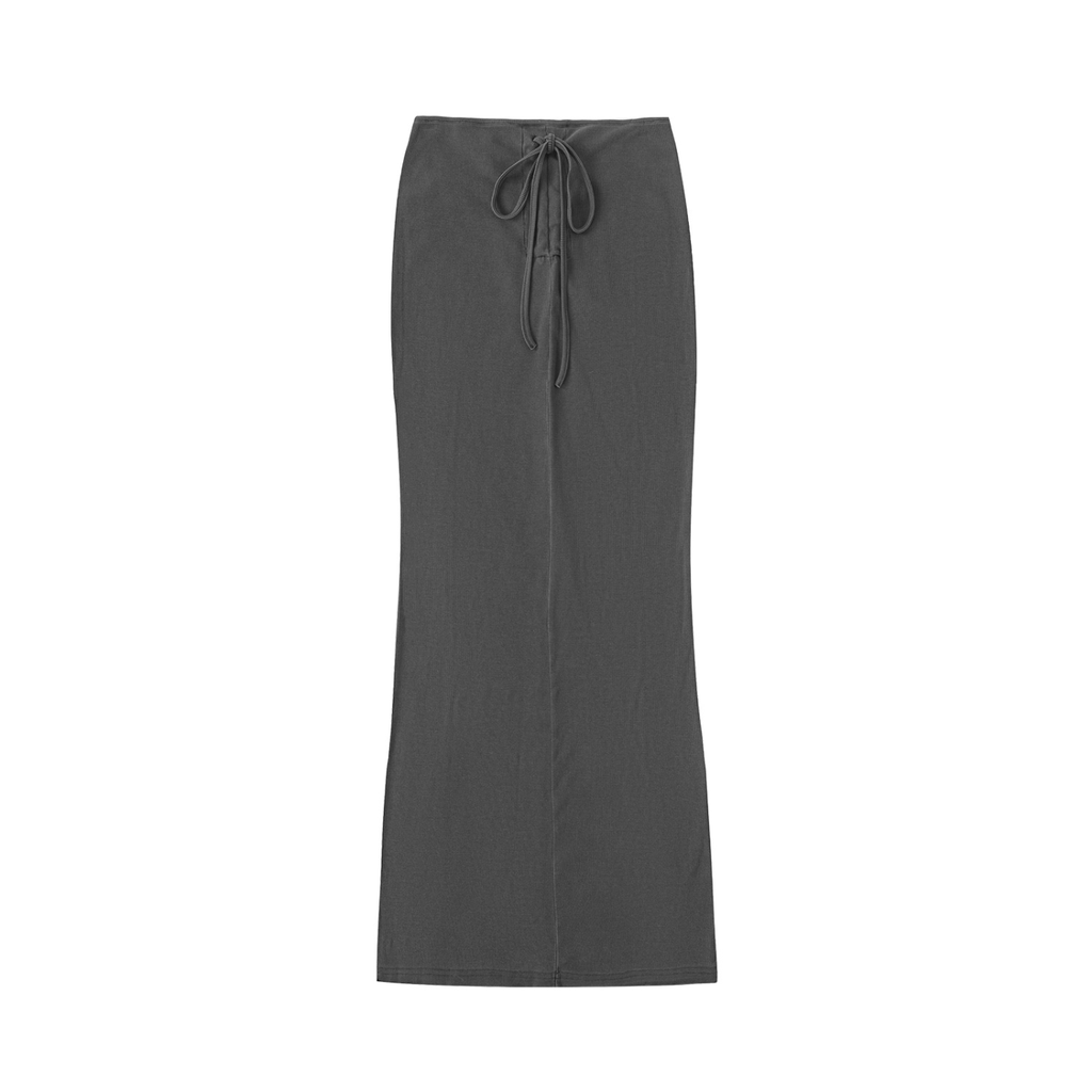 Vintage Washed Drawstring Maxi Skirt
