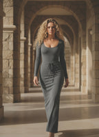 Vintage Washed Drawstring Maxi Skirt