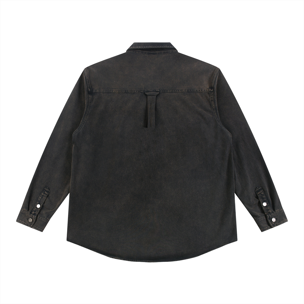 Unisex Vintage Washed Denim Shirt Jacket • 100% Cotton