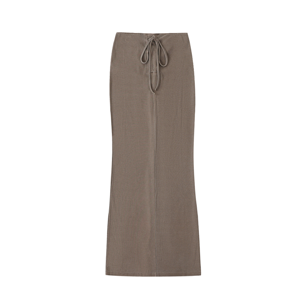 Vintage Washed Drawstring Maxi Skirt