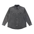 Unisex Vintage Washed Denim Shirt Jacket • 100% Cotton