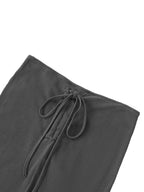 Vintage Washed Drawstring Maxi Skirt